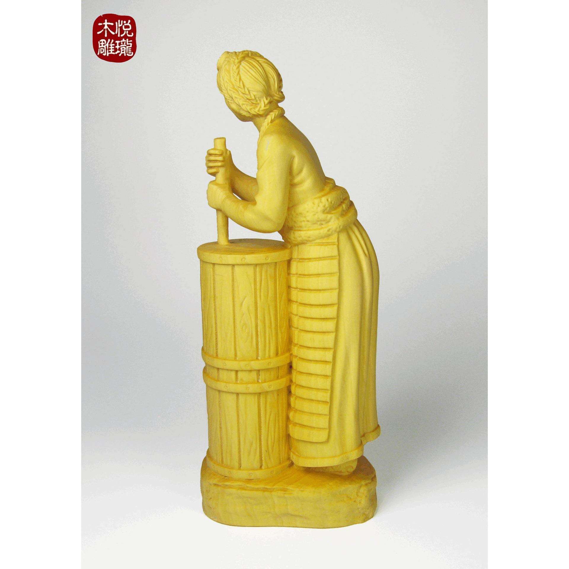 黄杨木雕人物像摆件雕塑艺术树脂玻璃钢美陈道具别墅庭院花园饰品