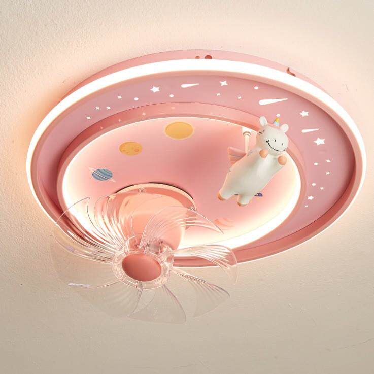全光谱护眼儿童房吸顶灯男女孩卧室房灯360°摇头风扇灯