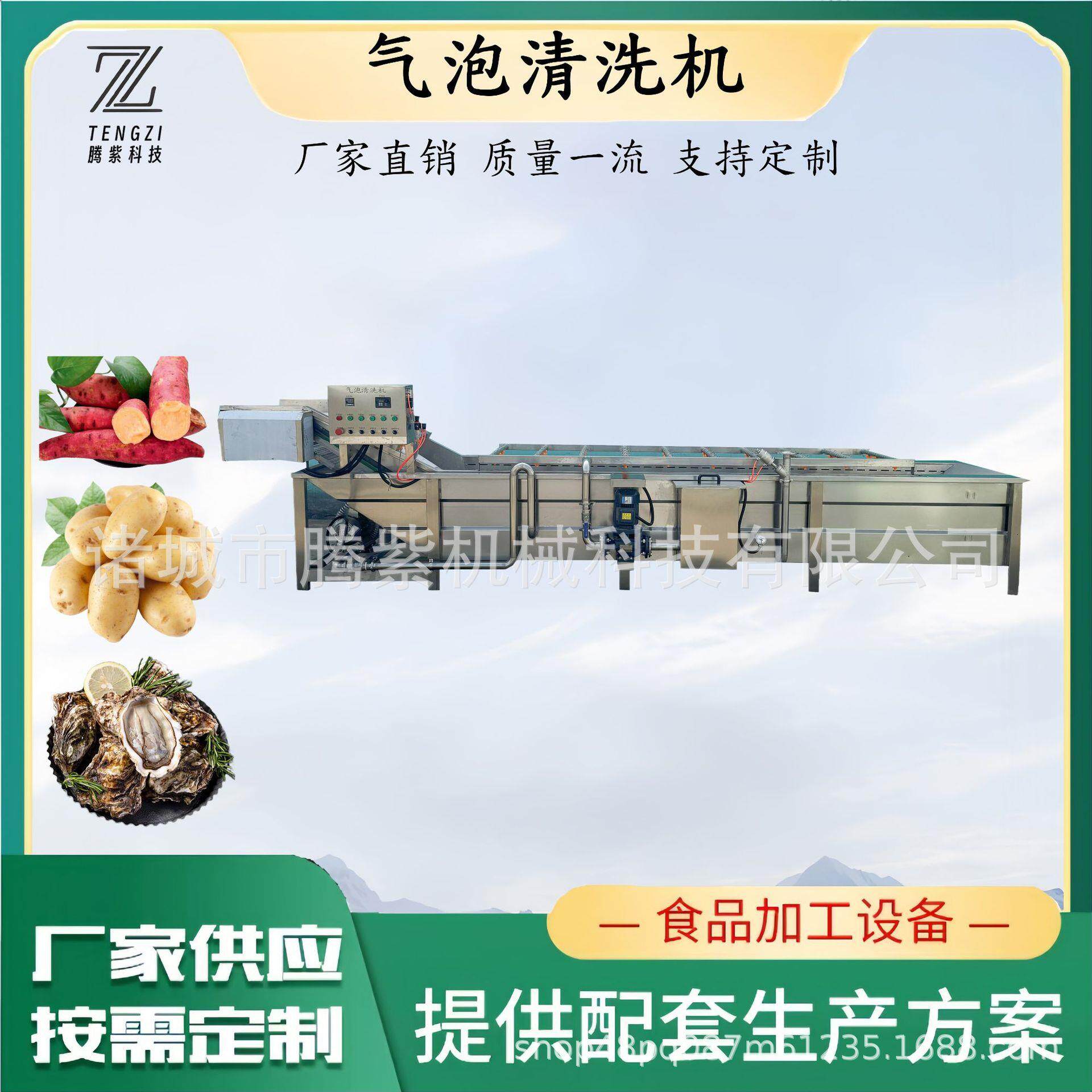果蔬气泡清洗机豇豆辣椒喷淋式清洗设备叶菜类清洗漂烫包装产线