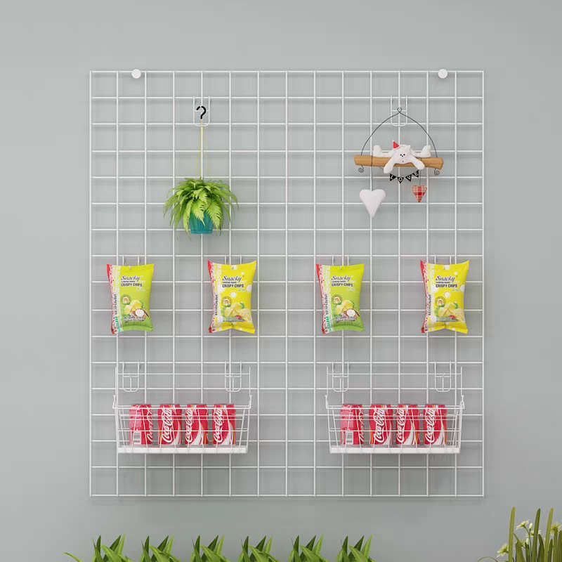 上墙铁丝网片网格挂钩铁网货架格子网架饰品展示架背景相片铁艺架