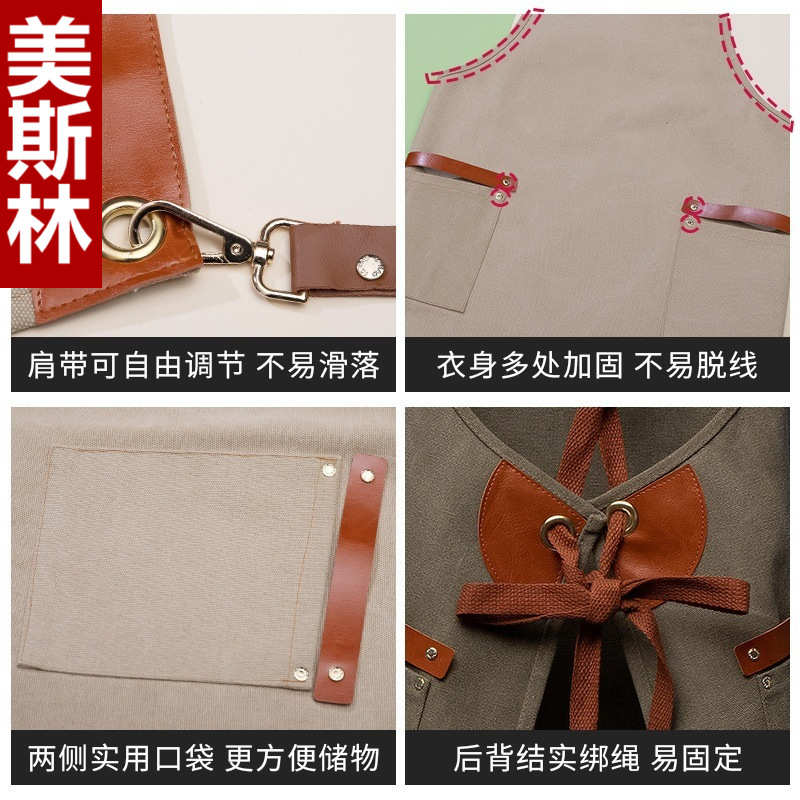 韩版广告围裙加厚水果奶茶店超市咖啡厅服务员工作服围腰