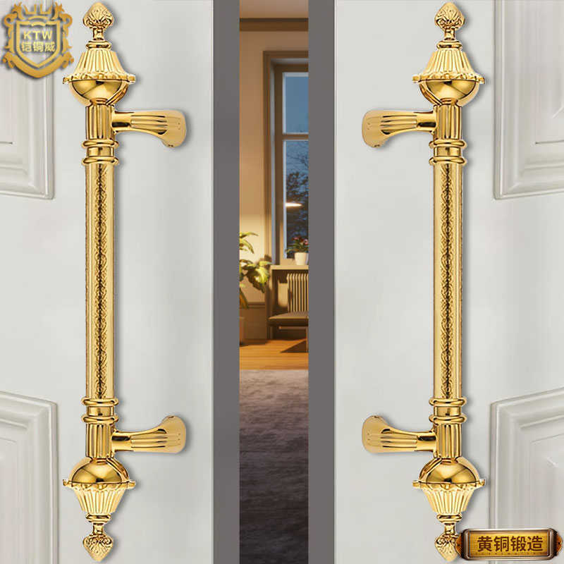 铠铜威玻璃门大拉手会所古铜大门拉手推拉门酒店实木门把手金色