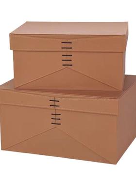 家居容大量约收纳间盒杂物收纳筐样板摆件衣帽UGC间简皮质收纳摆