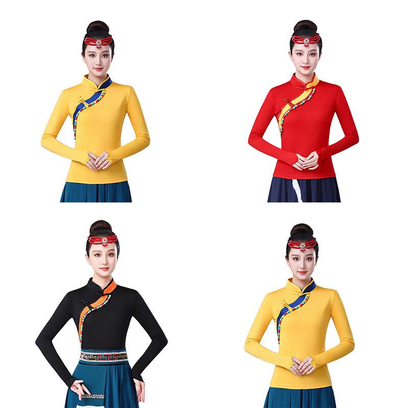 藏族舞蹈演出服装女上衣艺考练习广场舞衣服跳舞衣服民族上衣西藏