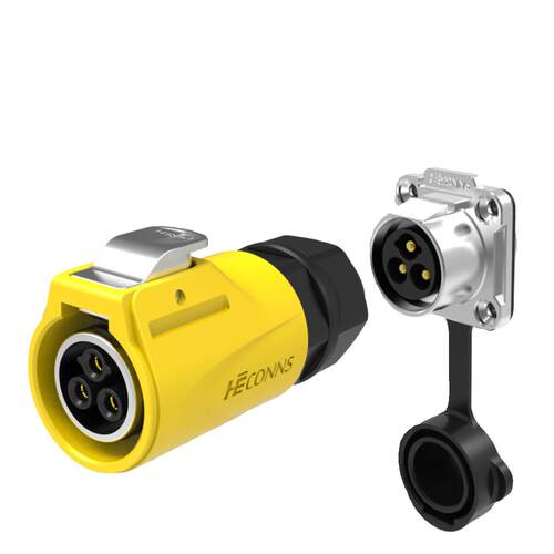 HE20老款防水连接器公母对接4400W航空插头220V电源反装四孔插座