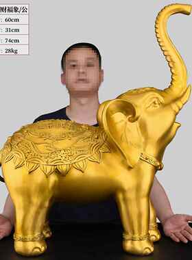 新款铜大摆件象一对门招吸水象铜象工艺品办公室客厅黄酒口柜装饰