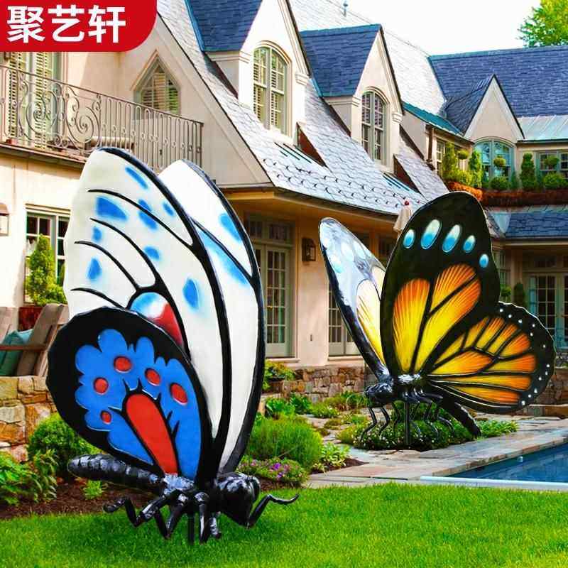 户外玻璃钢昆虫雕塑仿真蝴蝶摆件园林景观小品花园装饰品庭院造景