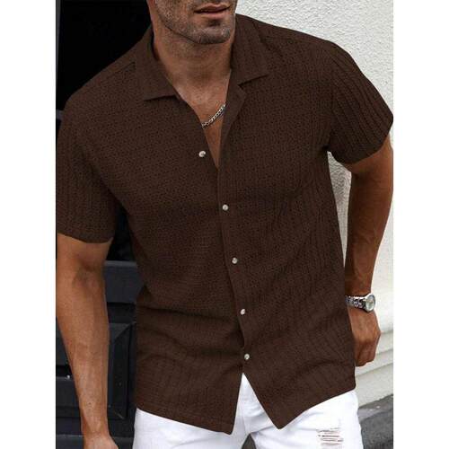T 28315 Jacquard stripe lapel men's shirt 提花条纹翻领衬衫