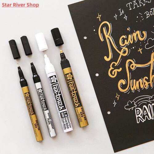 Silver Gold Permanent Metallic Marker Pens 0.7/1.0/2.0mm Stu