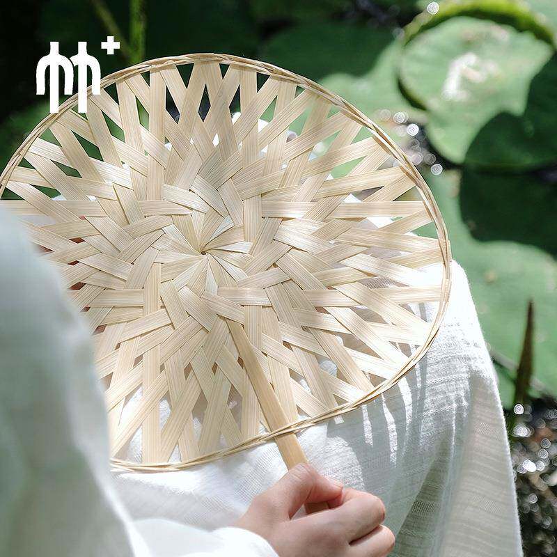 A5L竹加竹编扇子女家用古风团扇蓝色可爱蒲扇竹扇纳凉扇风工艺扇
