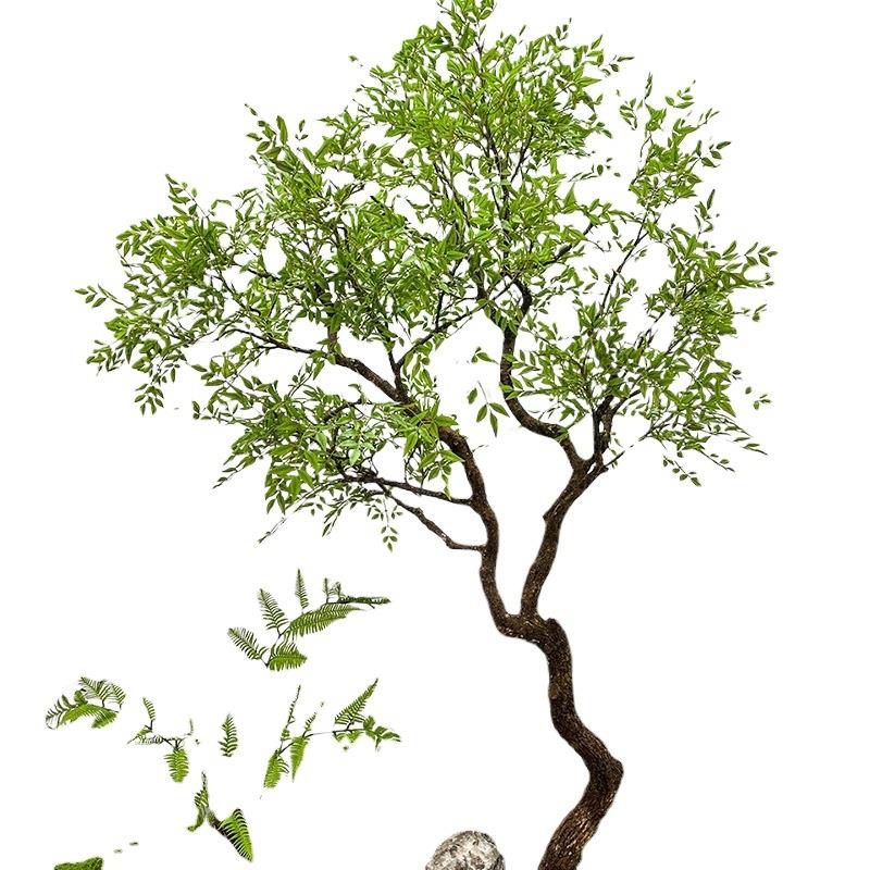 绿植南天竹室内造景楼梯橱窗装饰落地摆件北欧风仿生绿植假树