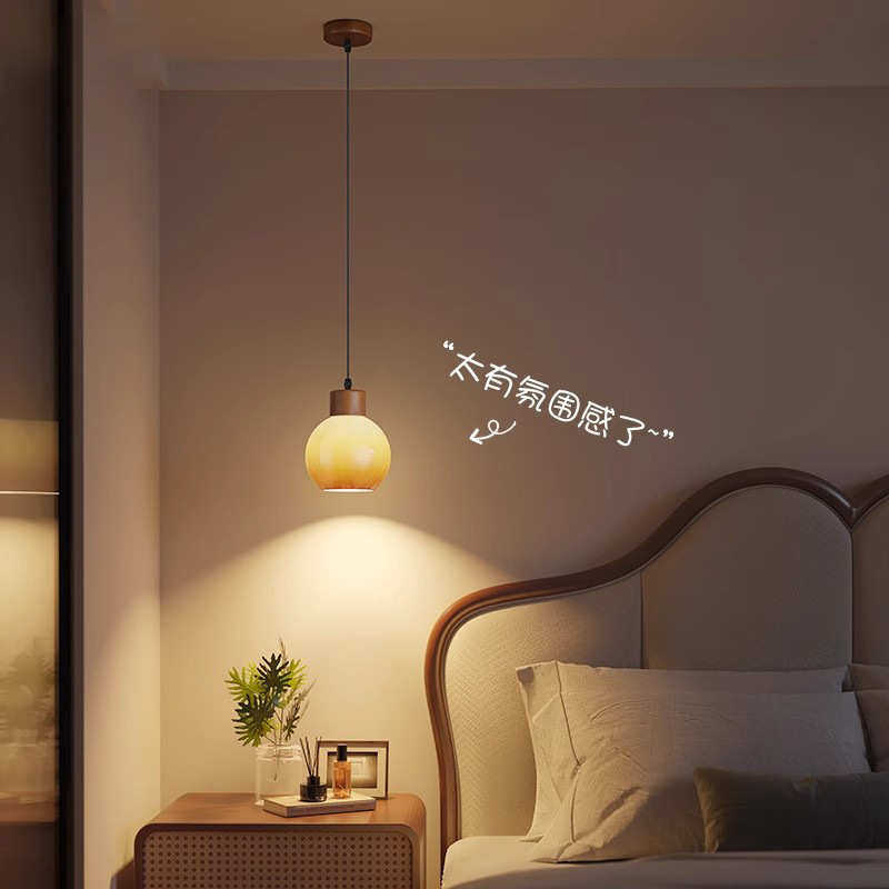 原木中古餐厅吊灯北欧简约胡桃木餐桌吧台灯日式奶油卧室床头吊灯,家装灯饰光源,客厅吊灯,淘宝优惠券,粉丝福利购,淘宝优惠卷