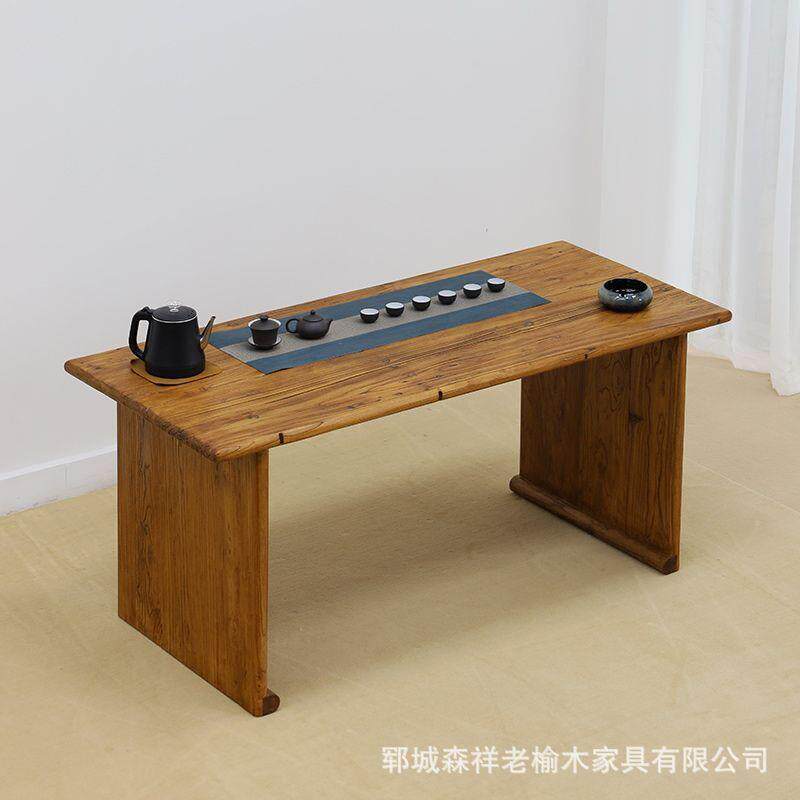 老榆木组合茶桌家用可以餐桌仿古民宿家具禅意茶台办公电脑桌子