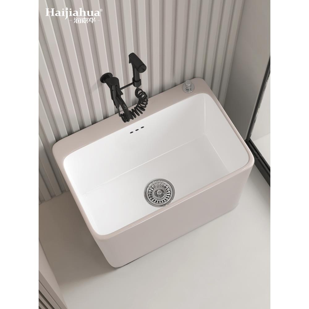 cs新款奶油风拖把布池用阳台落式拖HDH家布池长方形墩池防溅水地