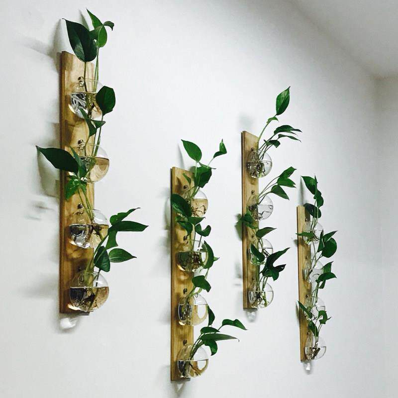 创意壁挂墙上木板水培植物玻璃花器工艺画家居背景墙装饰挂饰田园