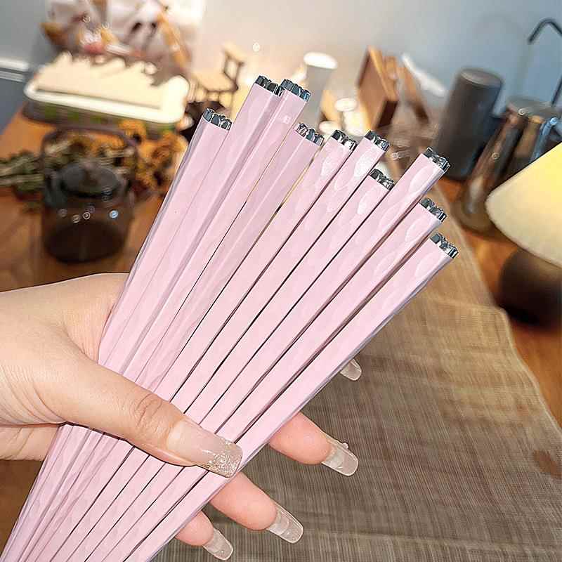 厂家直销合金筷子粉色筷子家用网红餐厅筷子社区团购直播