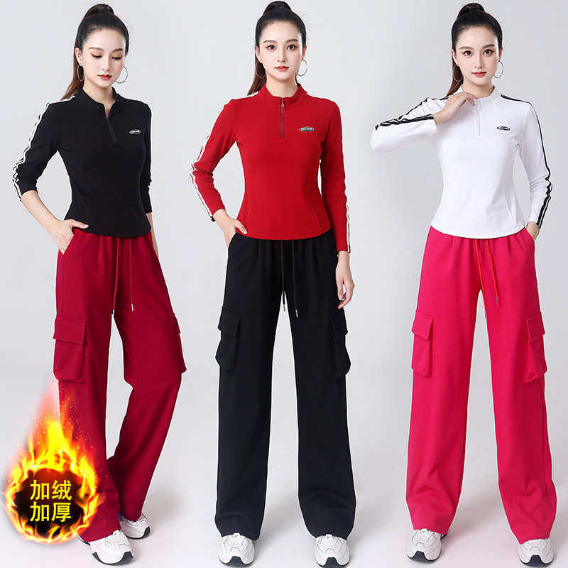 成人秋季半拉广场慧链长新品湘跑步服装女运动袖锻炼舞2024