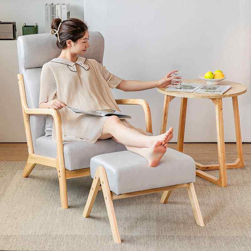日式卧室阳台小户型客厅原木懒人双人椅子单人小沙发茶几组合实木