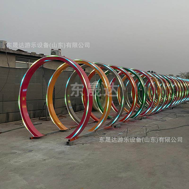 时光隧道发光水雾门七彩发光通道公园广场灯光亮化装置