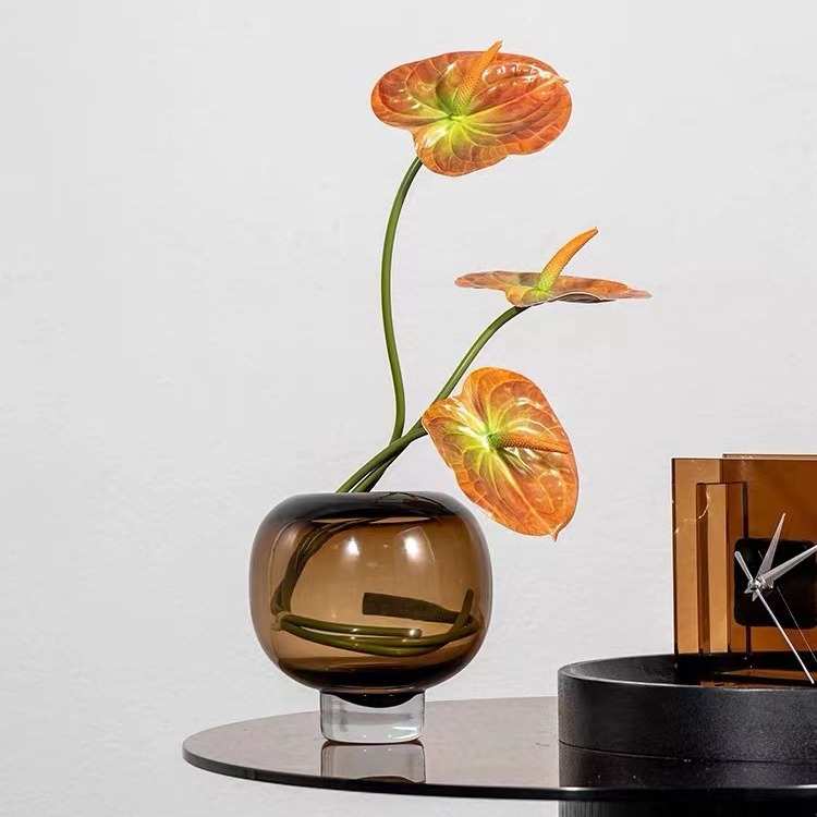 简约现代样板房玻璃售楼部花瓶水培花器软装家居装饰品大肚瓶摆件