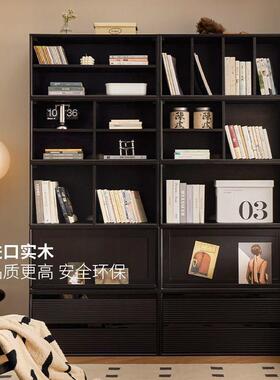 橡胶木SIR实木组合视柜边自由组合子格电柜家用客厅餐柜储物落地