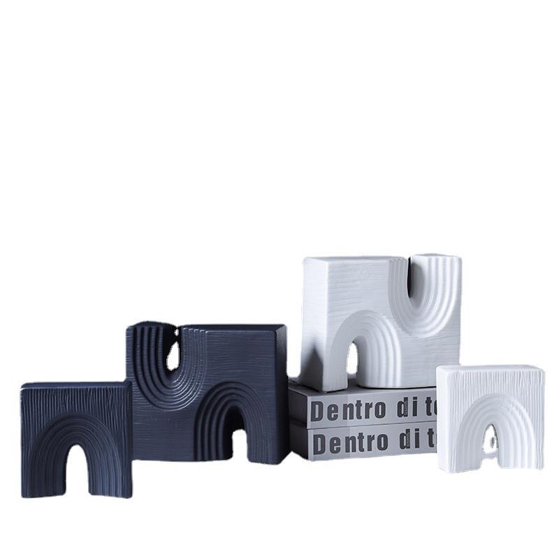 摆意几何拱门U形陶YGC瓷工艺品书挡柜件创玄关展示柜酒柜电视装饰