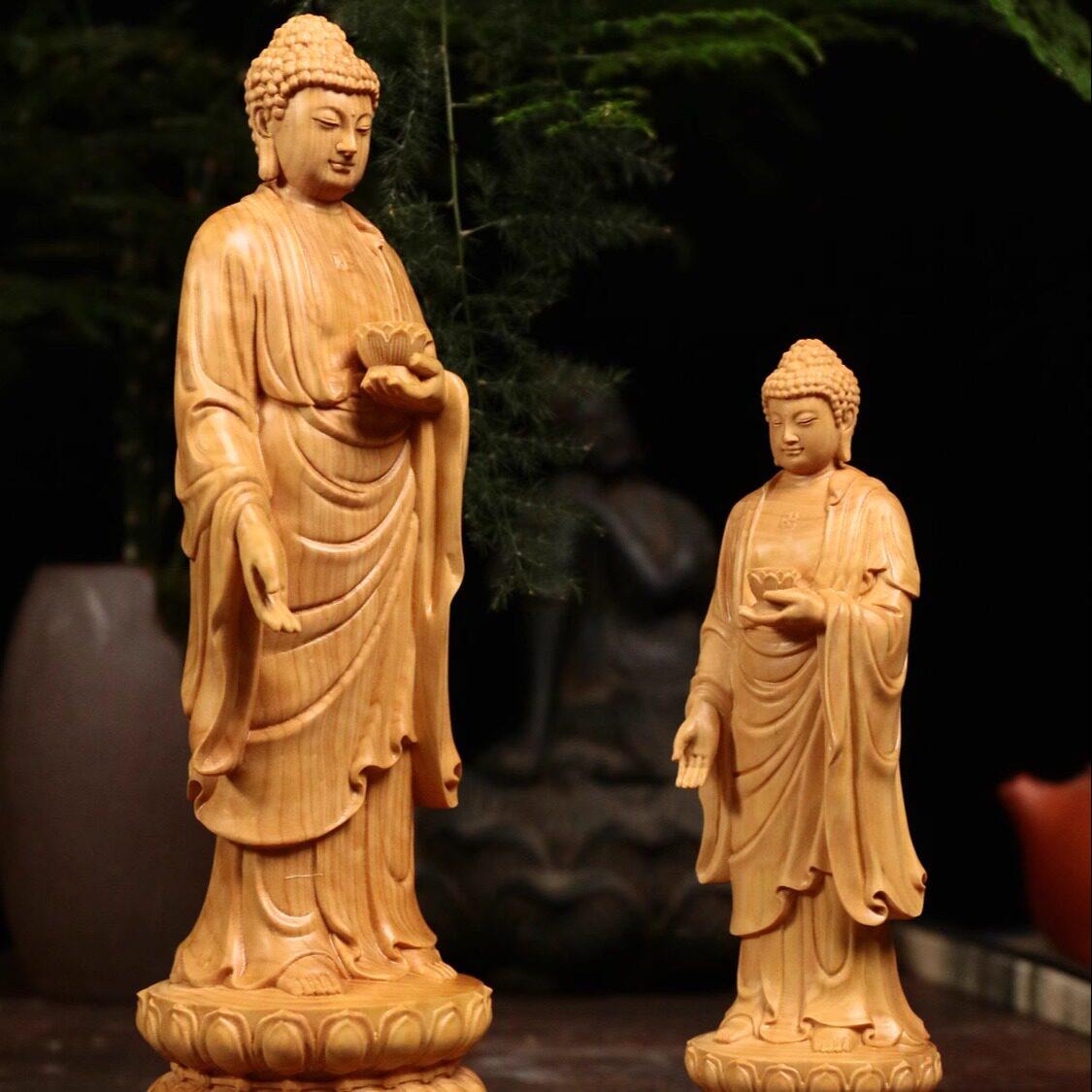 小叶黄杨木雕佛像 中式实木摆件雕刻 新中式木雕工艺品
