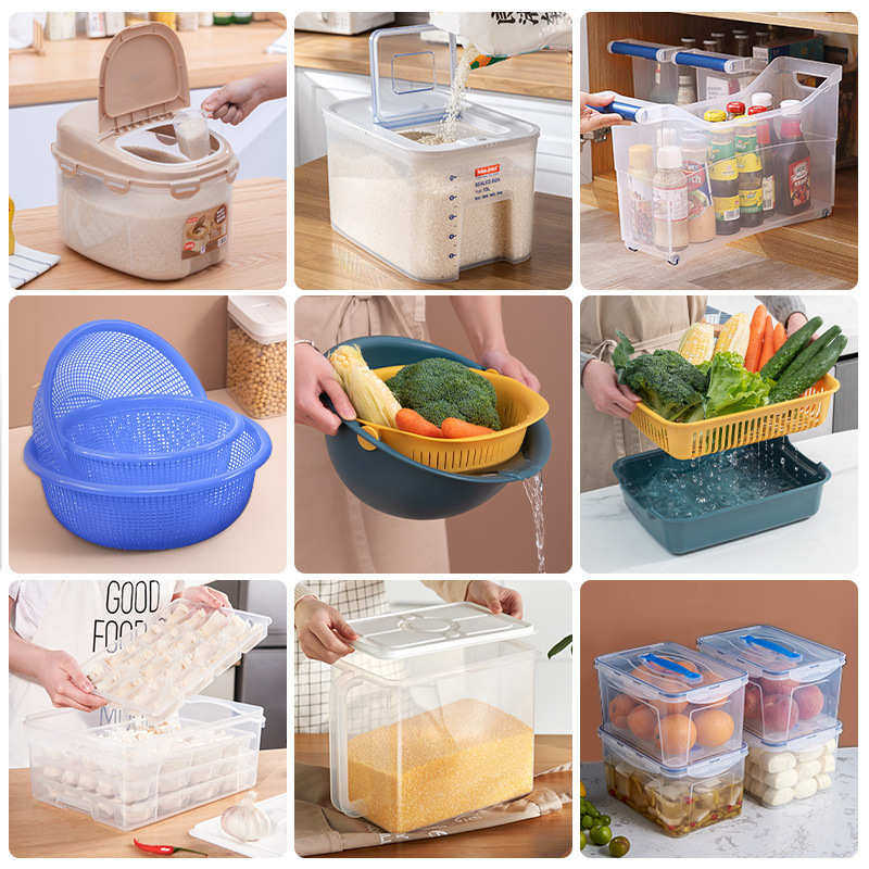 Jeko米箱保鲜盒厨房家居用品收纳筐拉篮食品保鲜盒饺子盒收纳盒