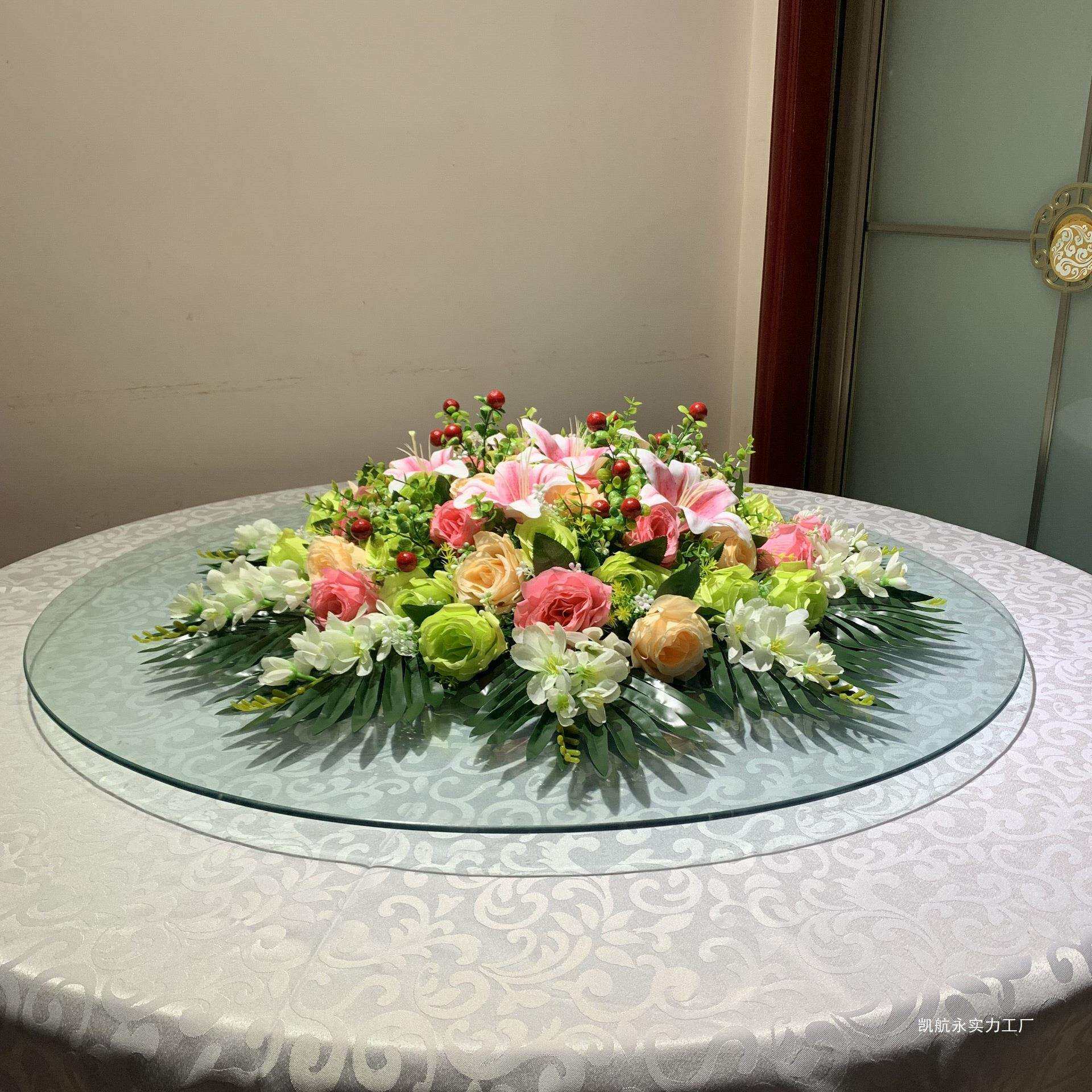 餐桌花摆花酒店圆桌面摆花饭店桌子摆花大桌摆花圆桌转盘中间摆花