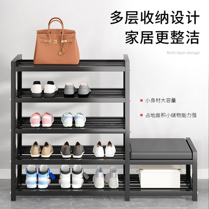 不锈钢简易鞋架2021新款家用室内好看门口可坐换鞋凳客厅收纳鞋柜