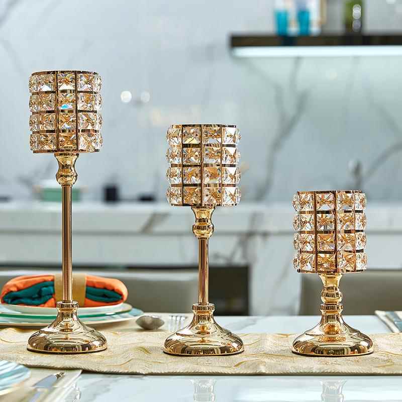 欧式婚庆单头圣诞烛台道具水晶工艺品摆件家居样板房装饰厂家直供