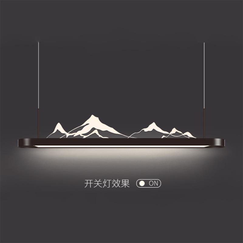 新中式禅意茶室吊灯浮雕云彩冰山设计师创意山水书房餐厅吧台灯具