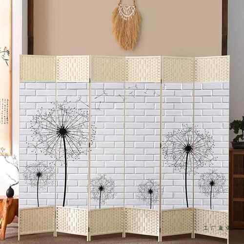 藤新中式编折叠户屏风F968MMMM入隔客厅办公室断简约家用移动实木