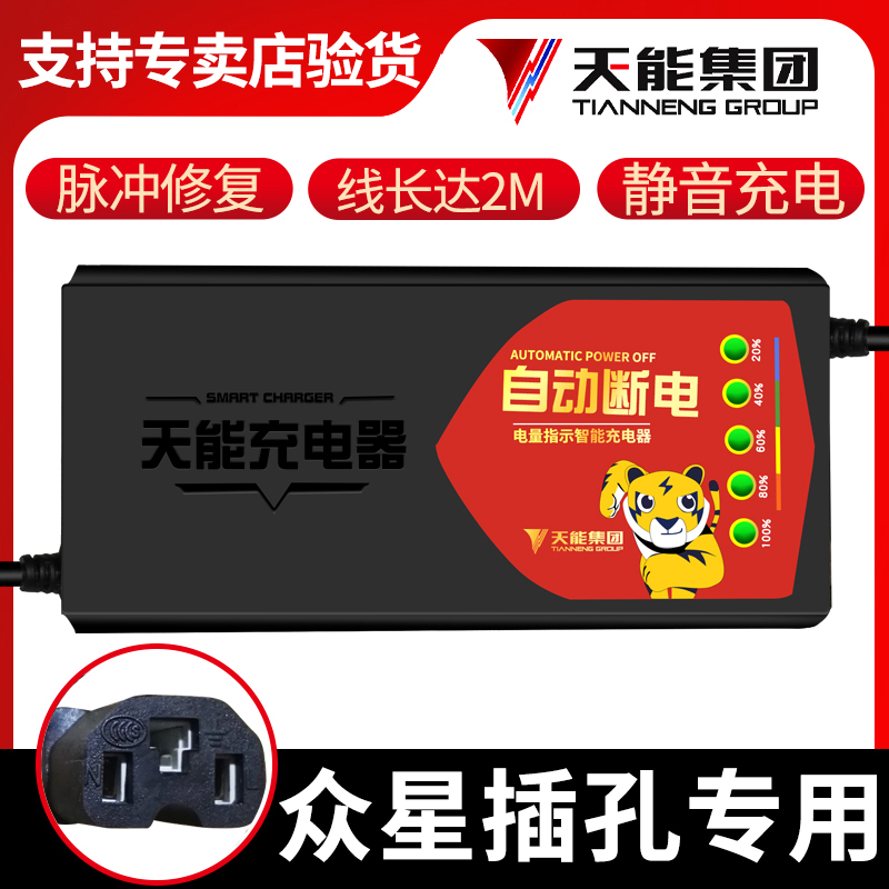 众星电动车电瓶充电器48V12A60V20AH72V80V96V32A40A50A三轮通用