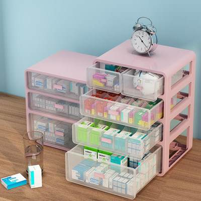 药物分类收纳盒家用药箱收纳柜家庭装抽屉式药箱分格药品便携多层