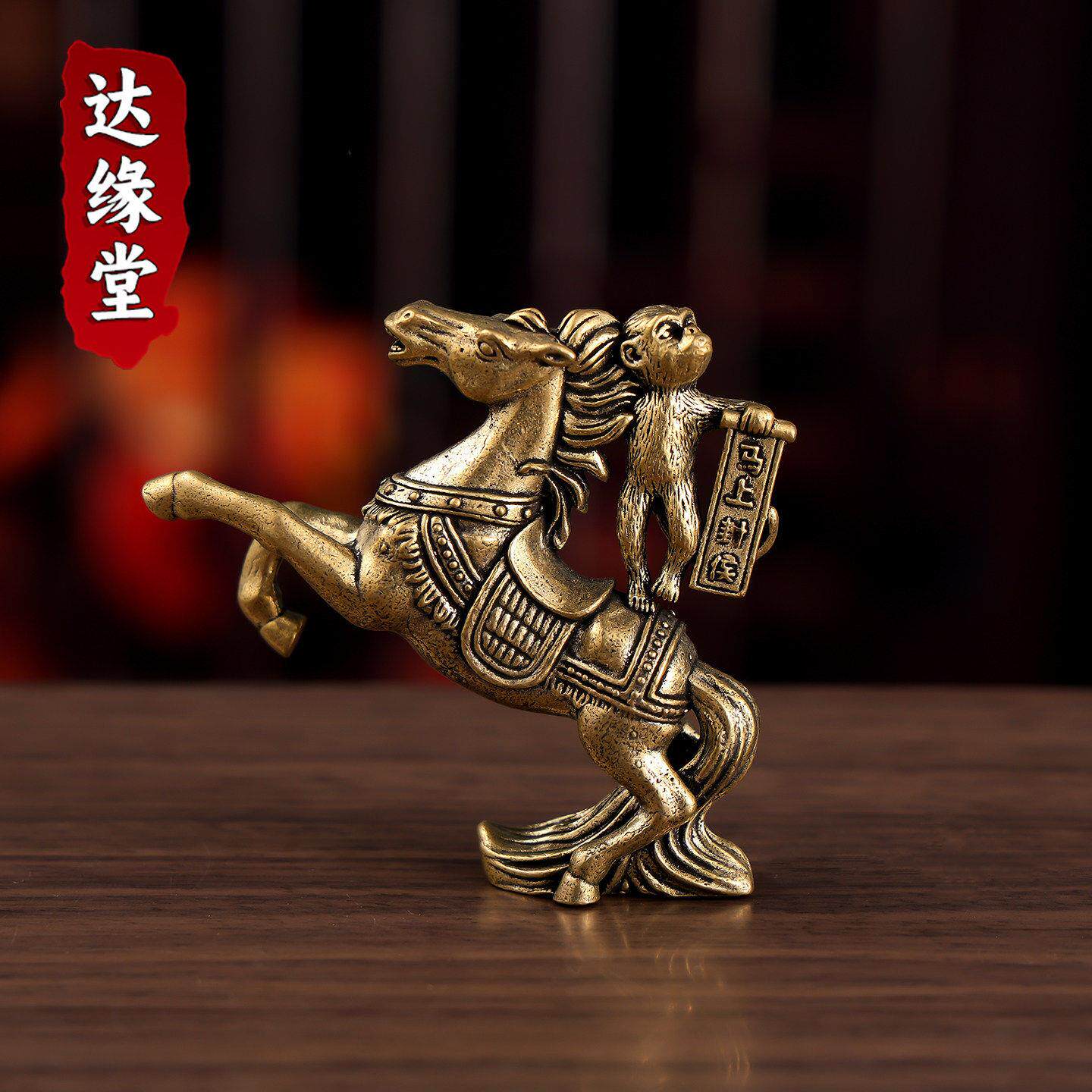 马上封侯纯铜摆件手把件吉祥物生肖马铜雕工艺礼品摆饰桌面办公室