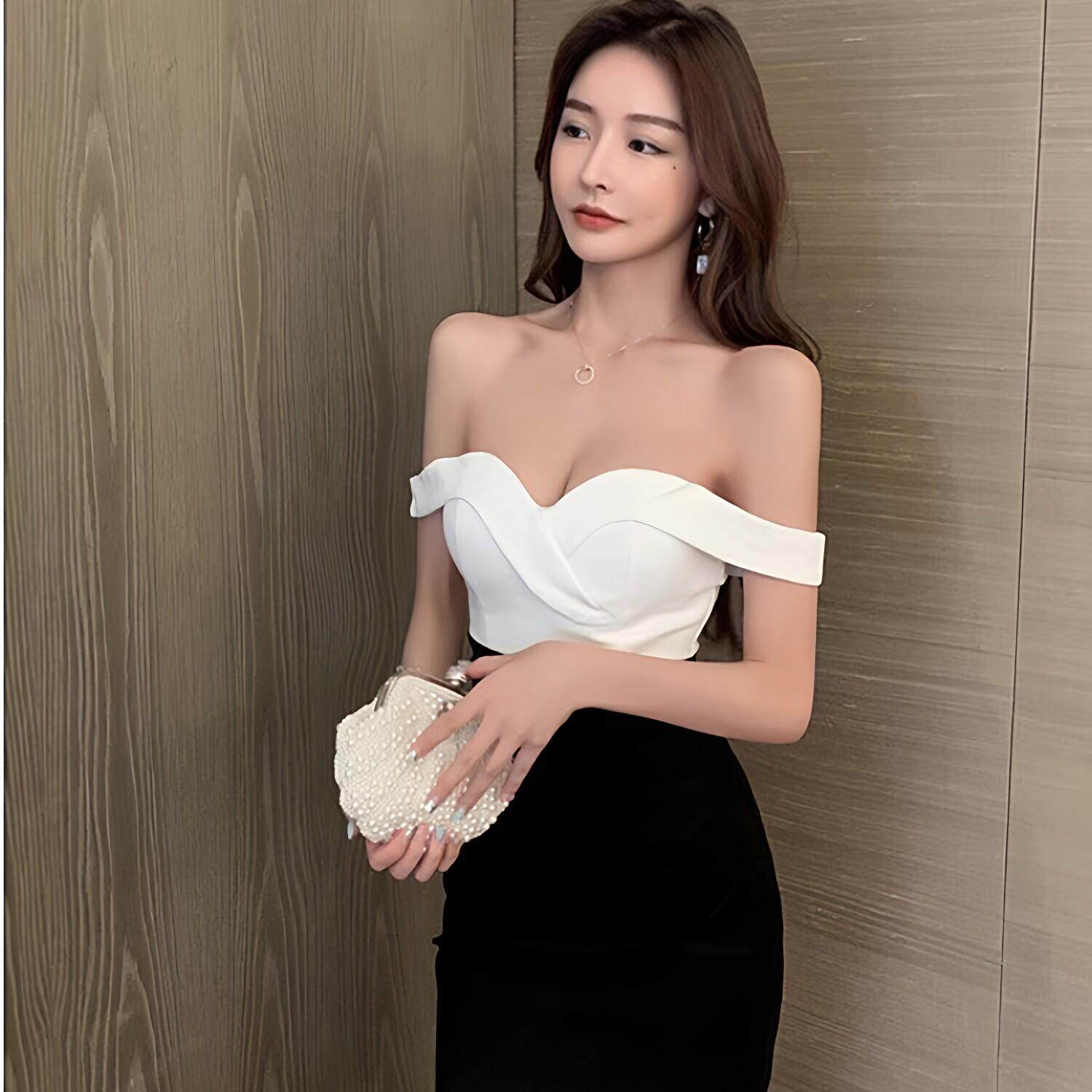 夜店连衣裙抹胸一字肩礼服性感女装夜场上班衣服显瘦气质工作服