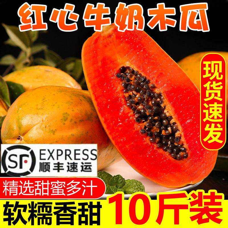 现摘树上熟广西红心木瓜牛奶木瓜5斤/10斤炖汤青皮产妇冰糖心新鲜