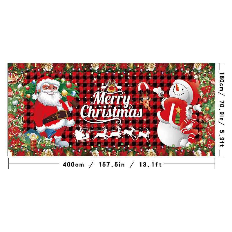 新款圣诞装饰雪景车库装饰横幅挂旗400*183圣诞 车库背景旗帜