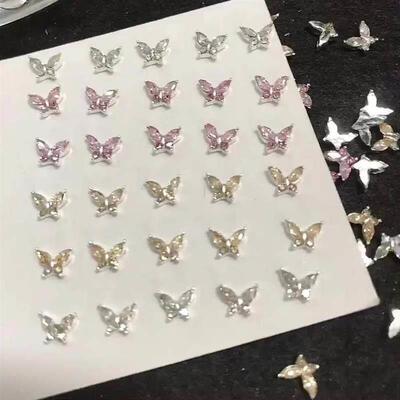 10pcs Mini 4*5mm Crystal Butterfly Nail Art Charms 3D Diamon
