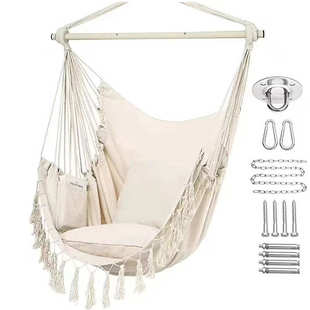 厂家直销出口折叠铁棍米色户外秋千吊椅吊床含枕头网红吊椅