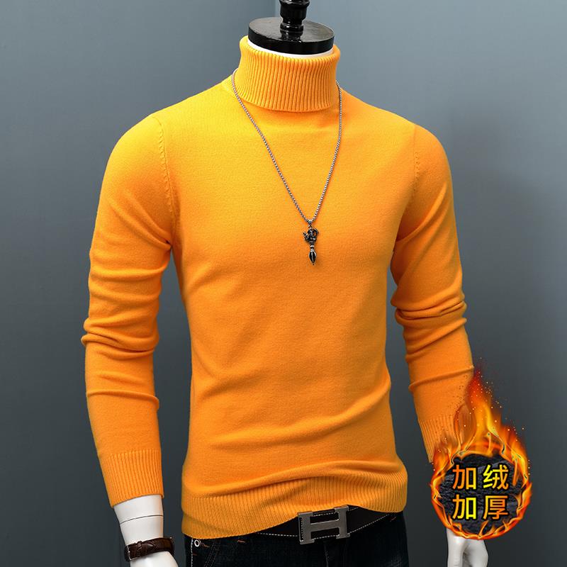 秋冬季新款色高领毛衣男士宽松衫套头加厚打底针织衫百搭修1204n