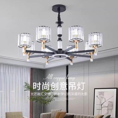 意式极简水晶吊灯客厅灯现代简约大气轻奢高级感中山灯具大厅主灯