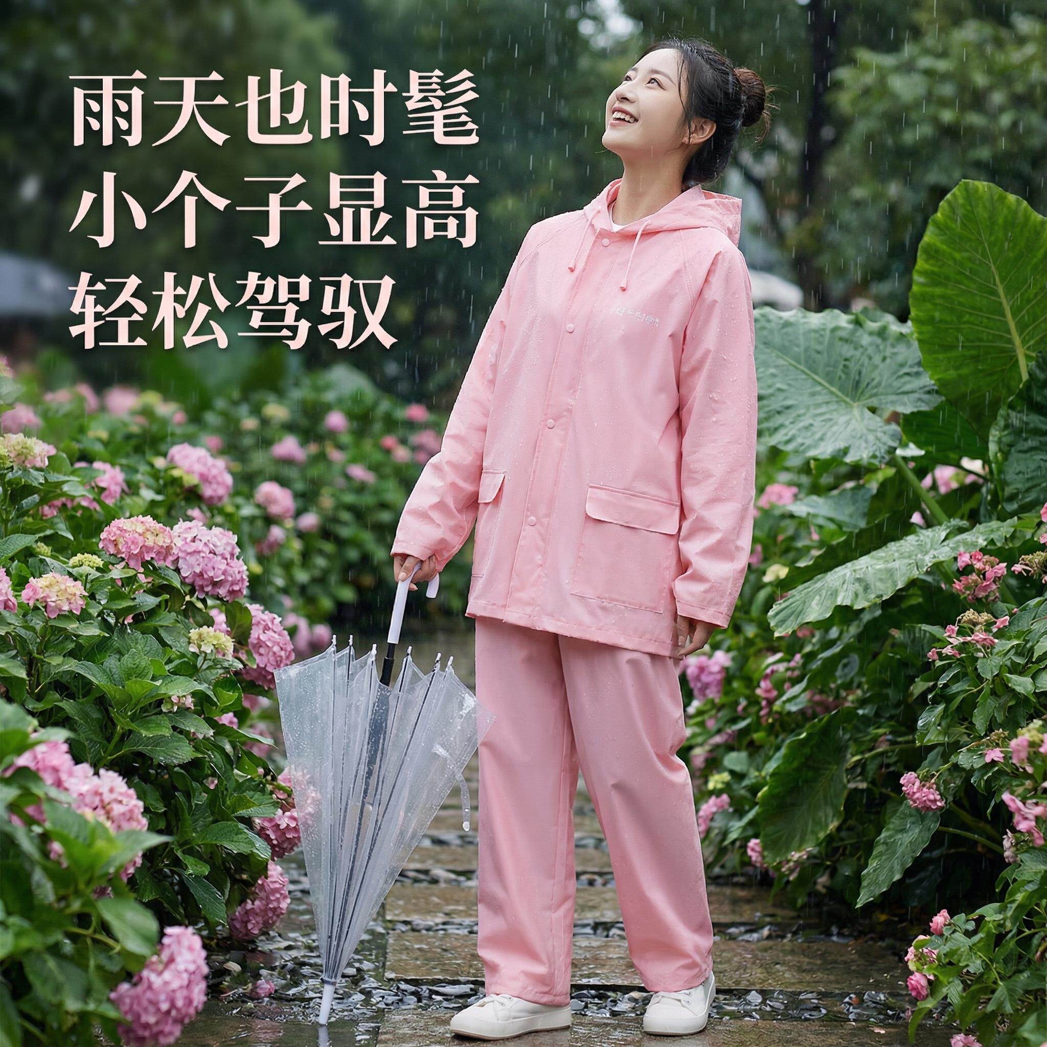 女士暴雨专用雨衣短款电动车男女士徒步登山两件式情侣雨裤雨衣套