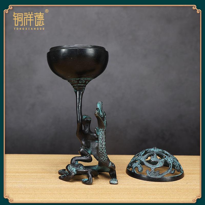 青铜摆件博山炉古青铜器纯铜复古书房书柜博古架古董古玩工艺品