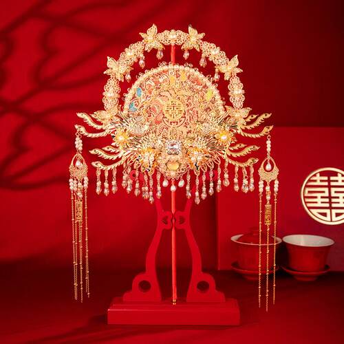 舞绣缘新娘结婚团扇手工diy材料包送闺蜜中式双面秀禾扇出嫁喜扇