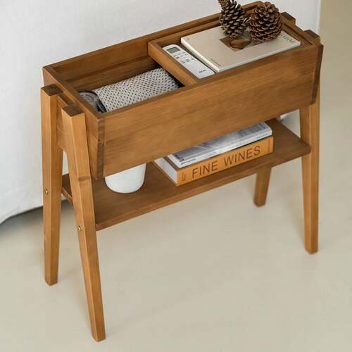 onlythis实木沙发边几原木风多功能储物边柜小户型双层边桌小茶几