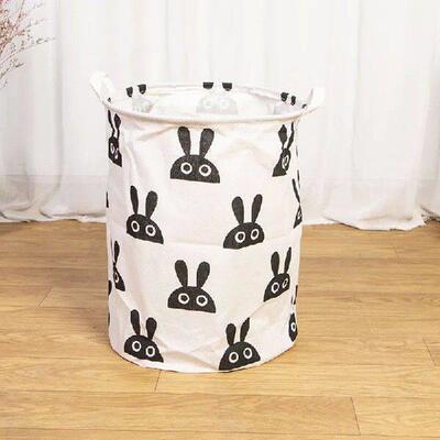 Foldable Laundry Basket Storage Bucket Cotton Linen Fabric