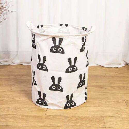 Foldable Laundry Basket Storage Bucket Cotton Linen Fabric