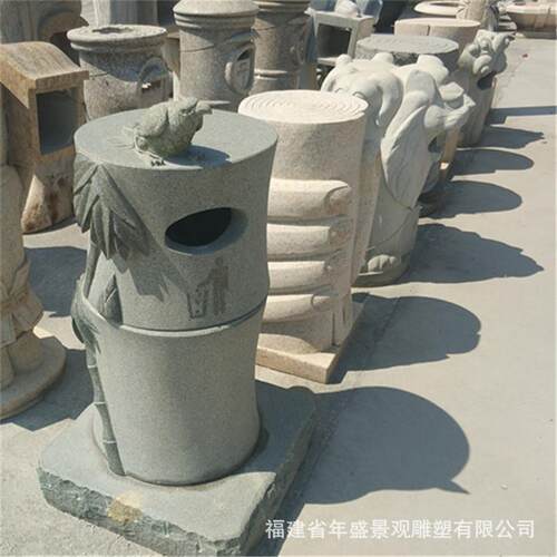 树桩造型景区果皮箱室外石雕垃圾桶创意石材垃圾箱厂家